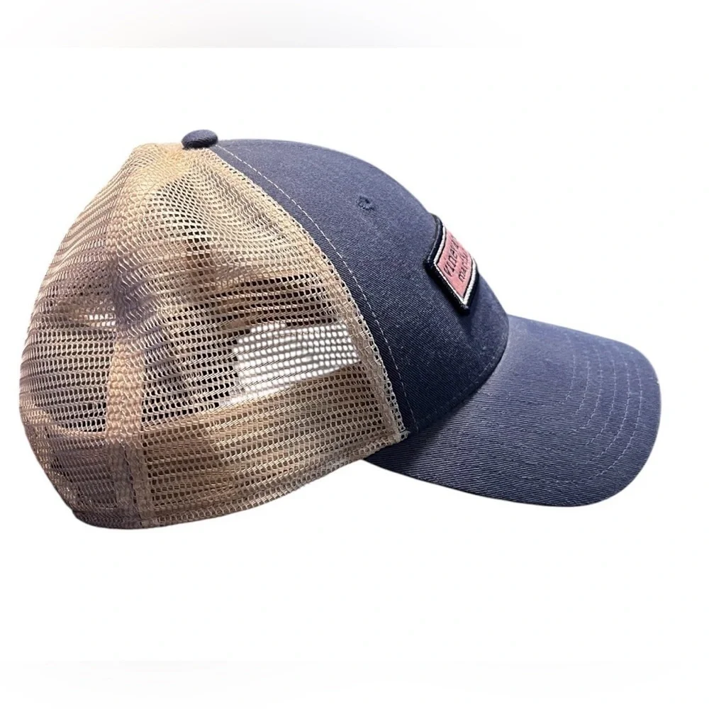 Vineyard Vines Martha's Vineyard Trucker Hat - Navy Blue & Tan Mesh